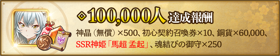 100,000人達成特典