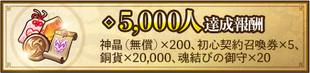 5,000人達成特典