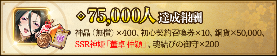 75,000人達成特典
