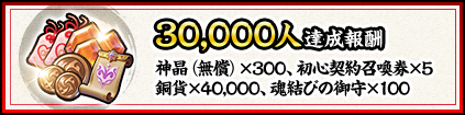 30,000人達成特典
