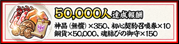 50,000人達成特典