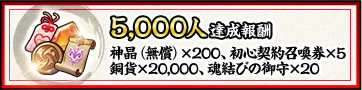 5,000人達成特典